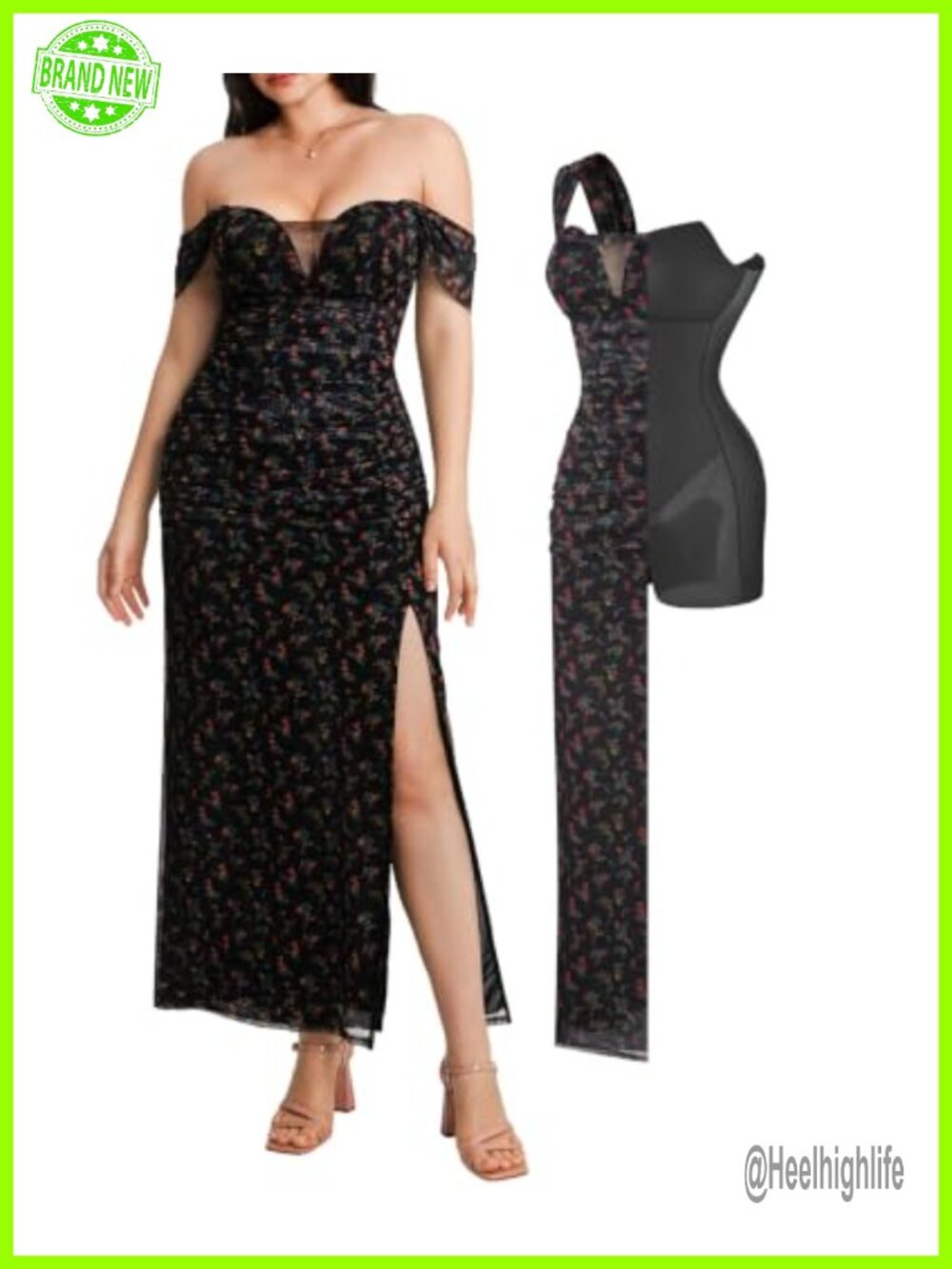 Off the Shoulder Formal Maxi Dress with Built-in Shapewear & Bra